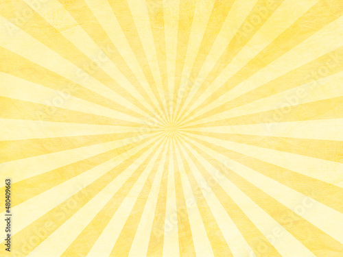 Abstract poster layout with star burst motif. Sunny yellow summer background. Retro style. 