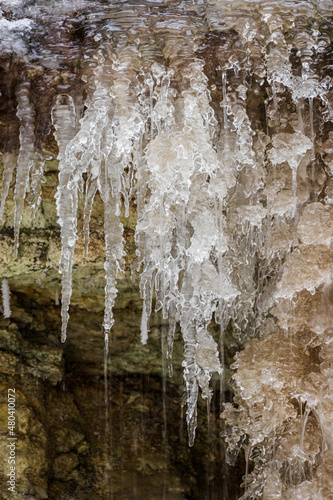 Frozen Dauda waterfall in winter. photo
