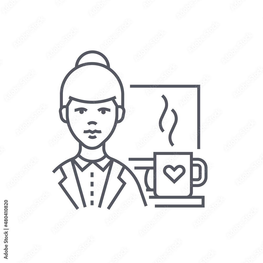Barista girl - modern black line design style icon Barista girl - modern black line design style icon