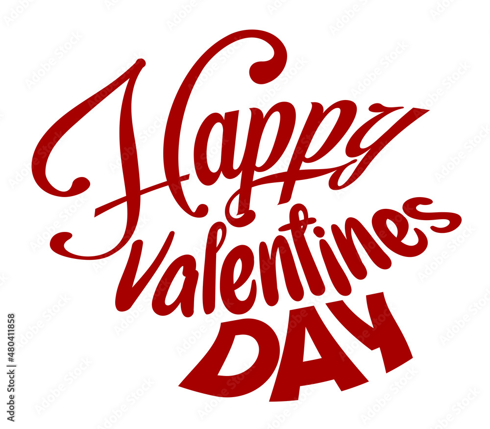 Isolated Happy Valentine's Day Typography with White Background. Isolated Happy Valentine's Day Typography with White Background.