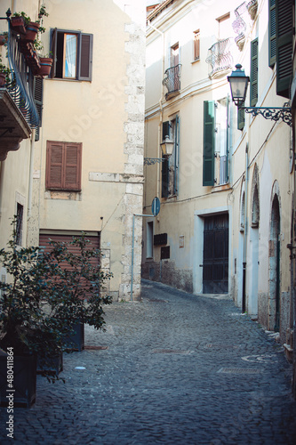 Ancient architecture of old towns in southern Italy. Vacation photos while traveling in the Lazio region.