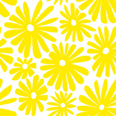 Fotobehang Geel patronen Abstracte bladeren en bloemen patroon  © Анастасия Ярошева