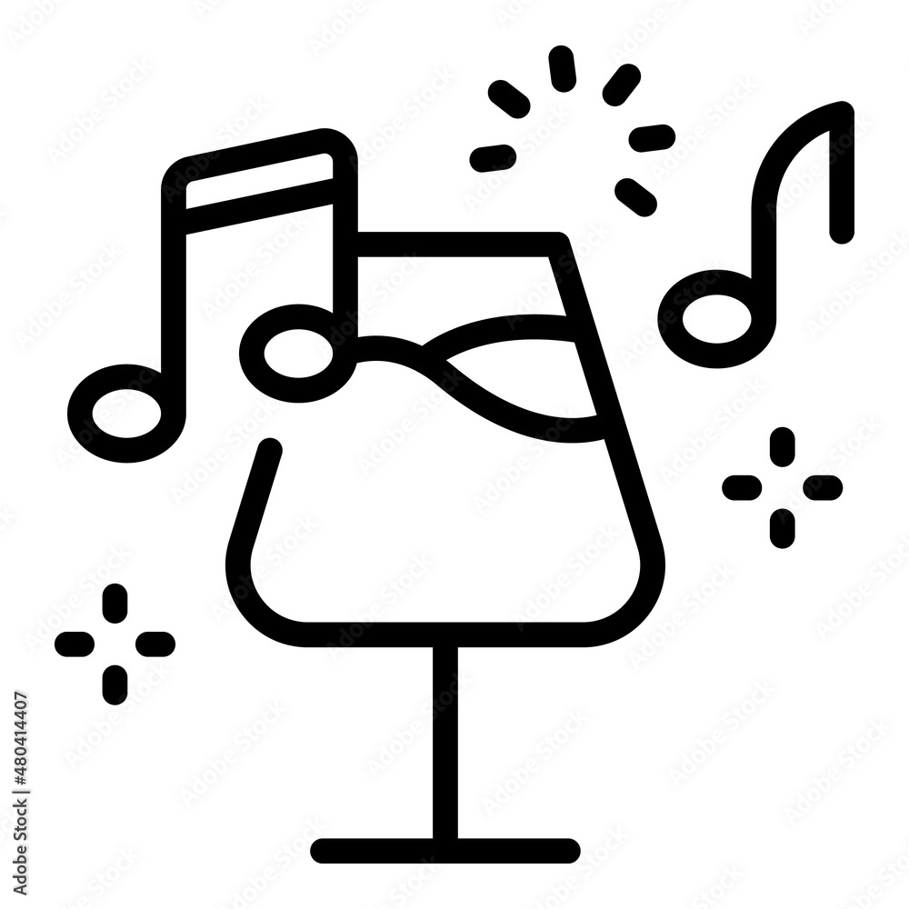 Music wine glass icon outline vector. Drink sommelier Music wine glass icon outline vector. Drink sommelier