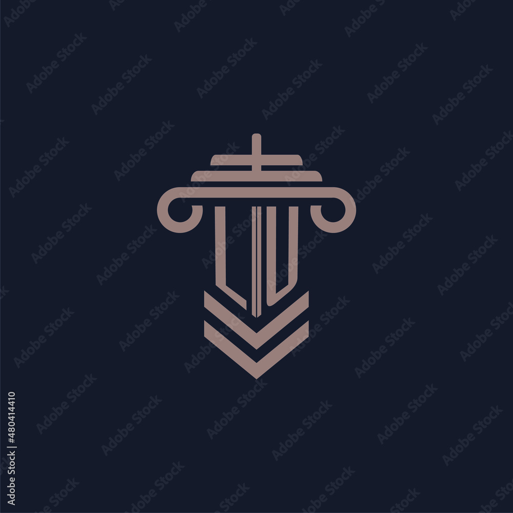 LU initial monogram logo with pillar design for law firm vector image ...
