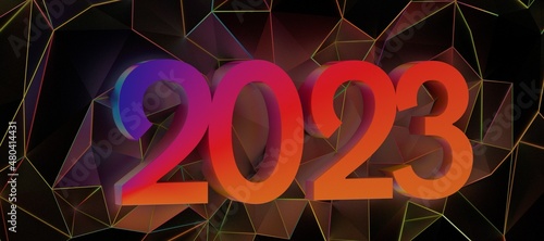 Typography design of 2023 with 3d style