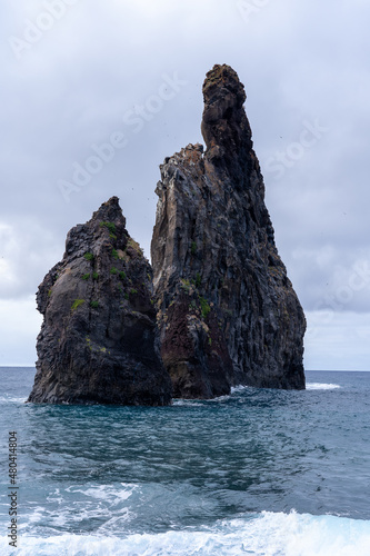 View at rock formation of Ribeira da Janela at Madeira island