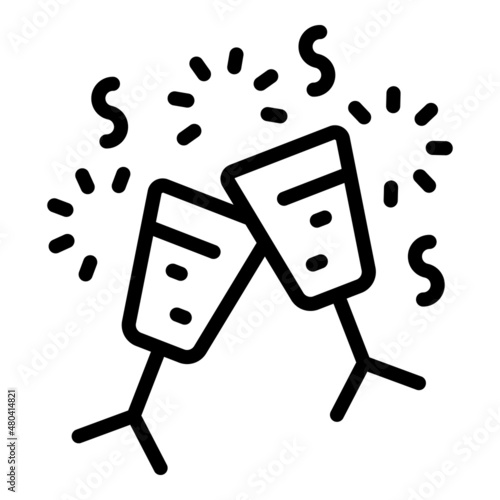 Tasty wine party icon outline vector. Drink glass