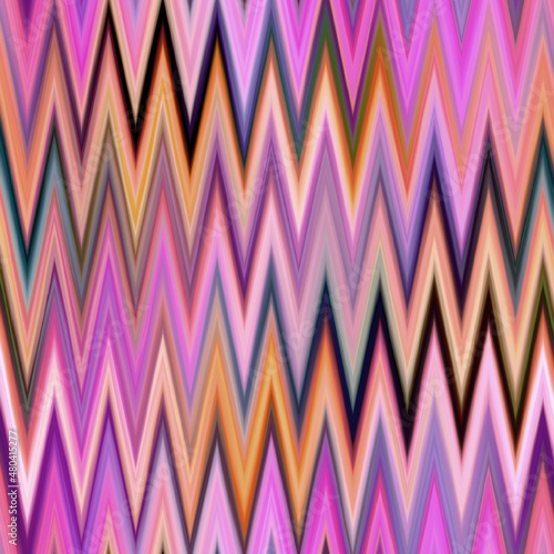 Indonesia space dyed gradient ikat pattern. Seamless colorful variegated zig zag effect. Retro 1970 s fashion fashion print background