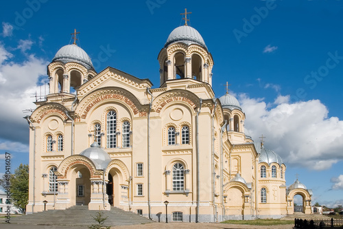 View of the Christian Orthodox Church. Holy cross Cathedral in the city of Verkhoturye, Russia.