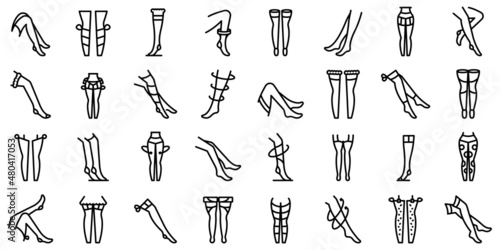 Stockings icons set outline vector. Vascular leg