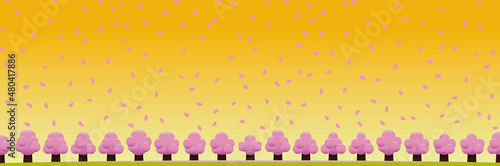 桜舞う春の夕暮れの風景2