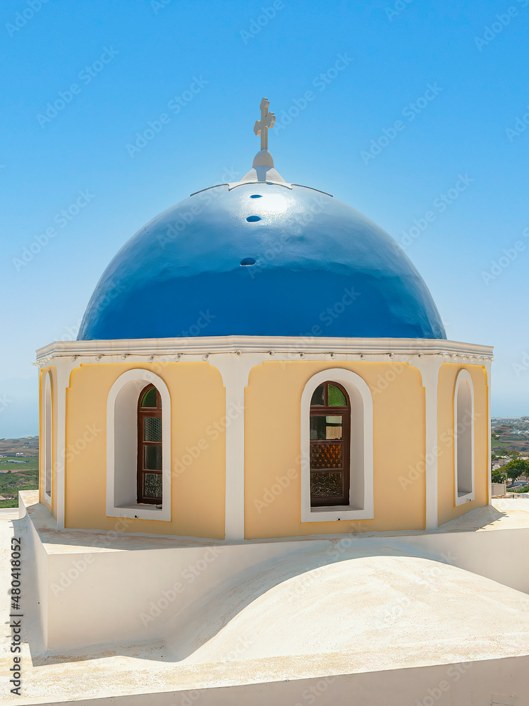Santorini Blue Domed Church