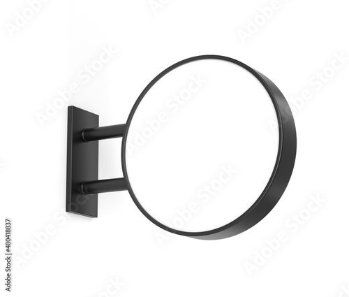 Blank round light box sign mockup with copy space