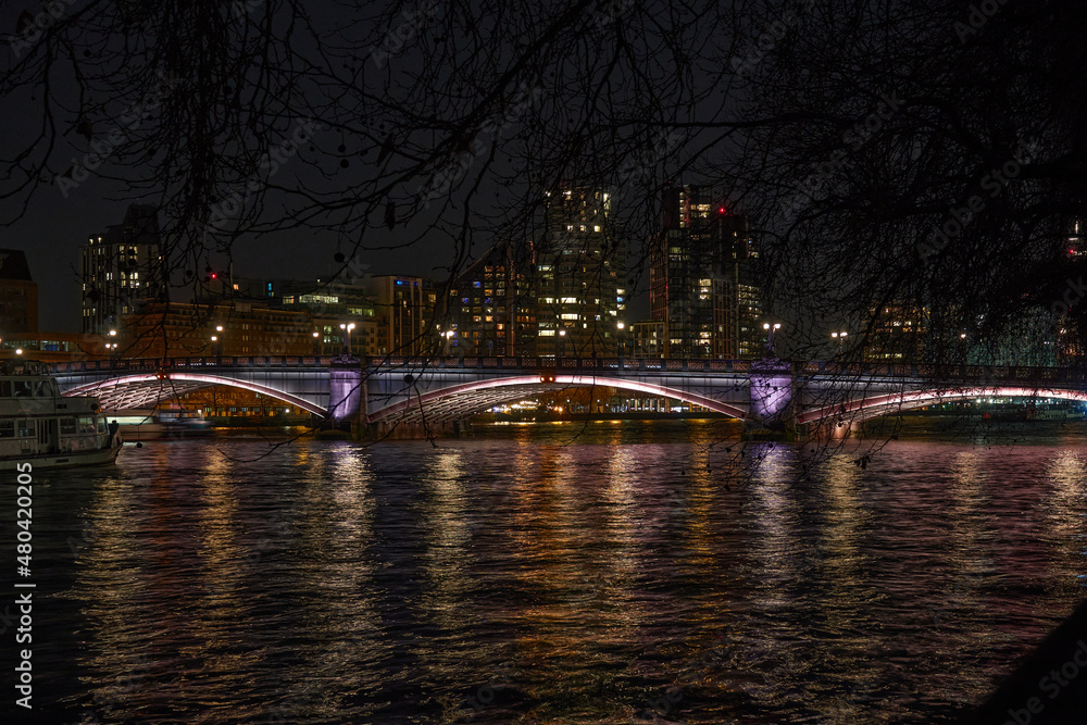 Lambeth Bridge lights, Thames,  London