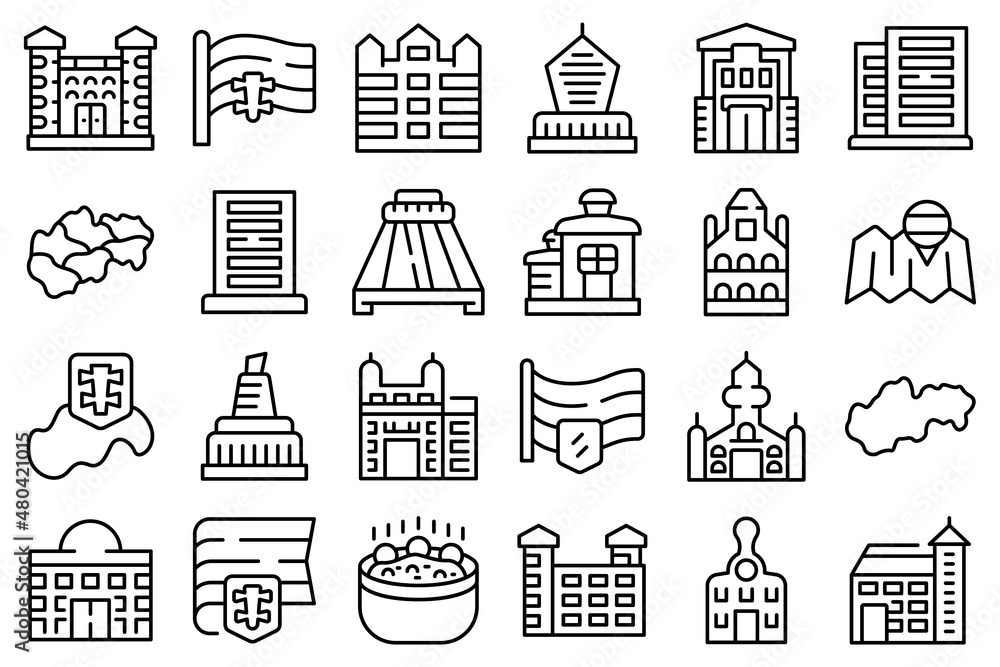 Slovakia icons set outline vector. City country
