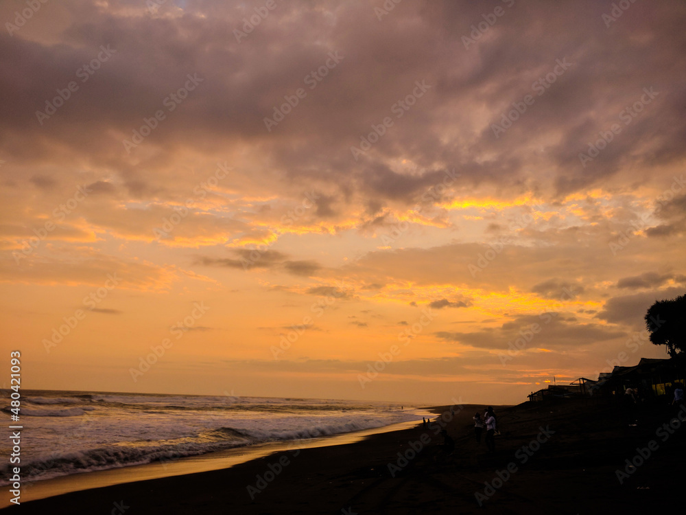 Golden sunset beach