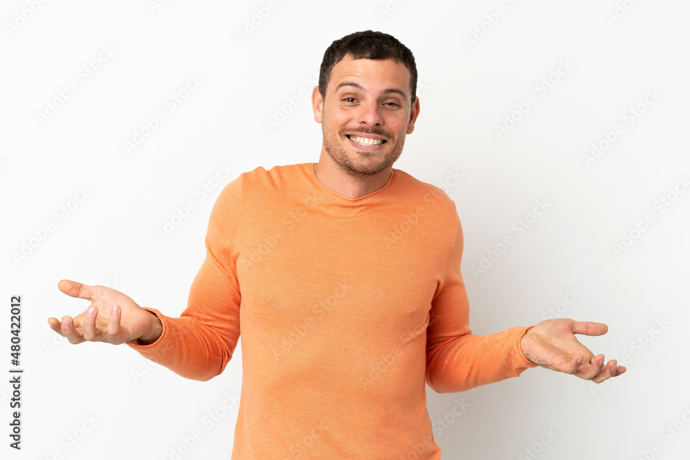 Brazilian man over isolated white background happy and smiling Brazilian man over isolated white background happy and smiling