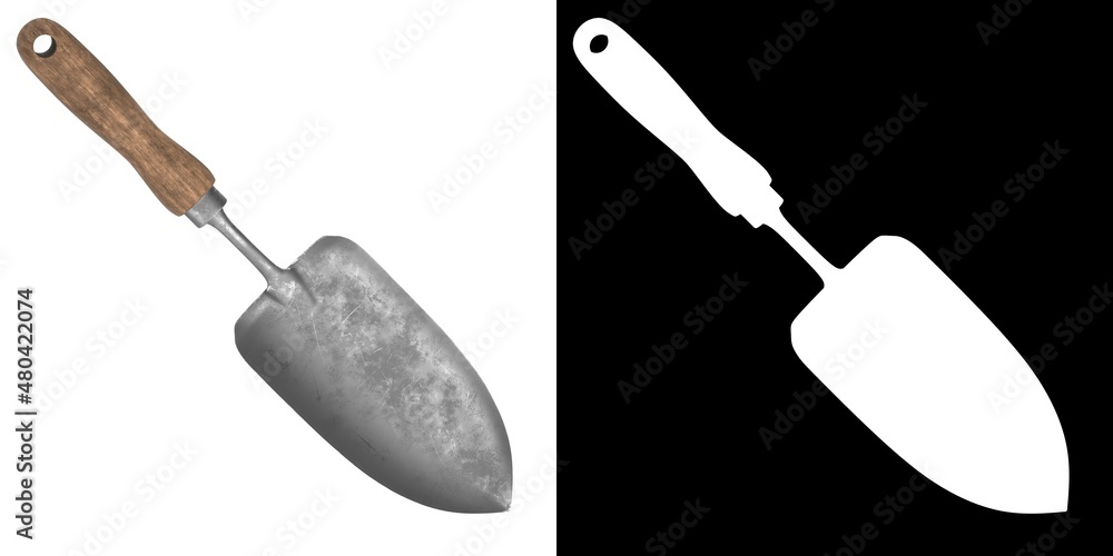 3D rendering illustration of a garden trowel 3D rendering illustration of a garden trowel