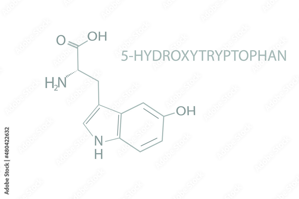 5-Hydroxytryptophan molecular skeletal chemical formula.