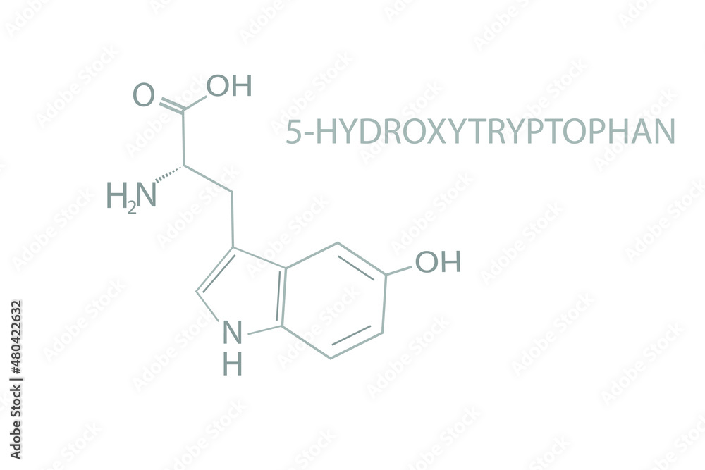 5-Hydroxytryptophan molecular skeletal chemical formula. 5-Hydroxytryptophan molecular skeletal chemical formula.