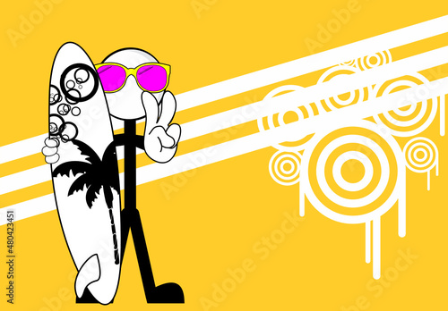 surfer pictogram man character cartoon background illustartion in vector format