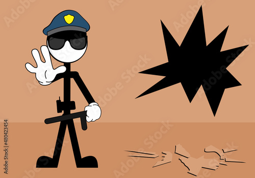 policeman pictogram man cartoon background illustartion in vector format