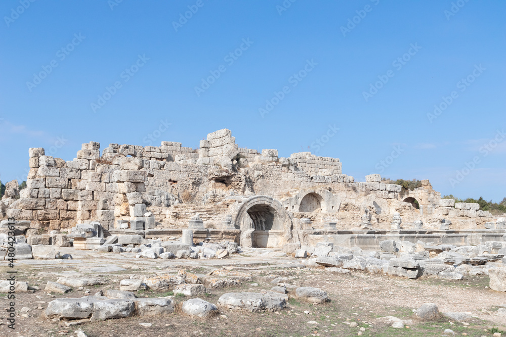 The ruins of an old ancient Roman city in Turkey.