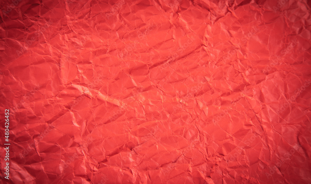 Red crumpled background or texture.