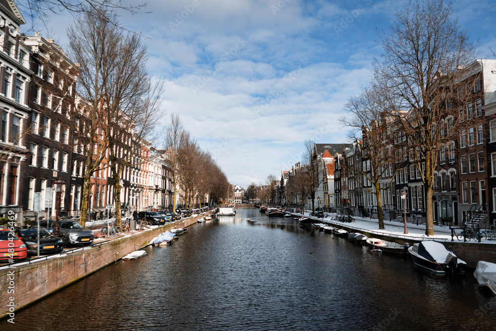 View over the Herengracht Canal in the historic city center of A