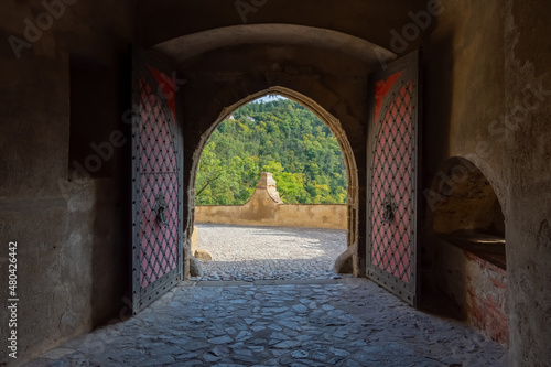 Opened gates of old castle