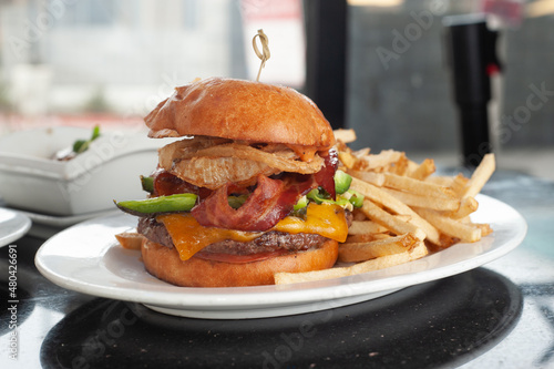 Burger and fries