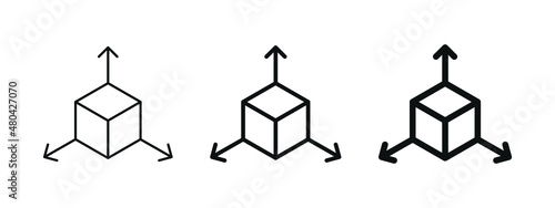Cube icon with arrows, Augmented reality. cube symbol, 3D Cube line icon, Abstract Cube Hexagon Logo with arrow for website design and mobile, app development	
