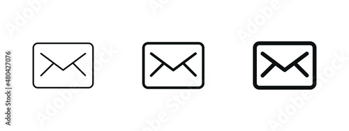 mail envelope icon, message icon, email symbol in filled, thin line, outline and stroke style for apps and website	
