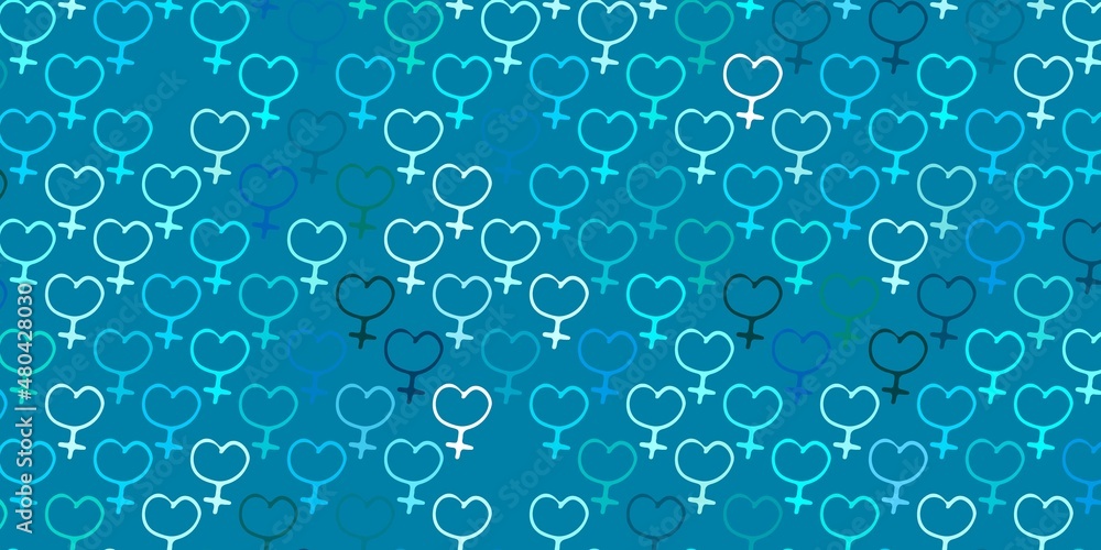 Light BLUE vector texture with women's rights symbols. Light BLUE vector texture with women's rights symbols.