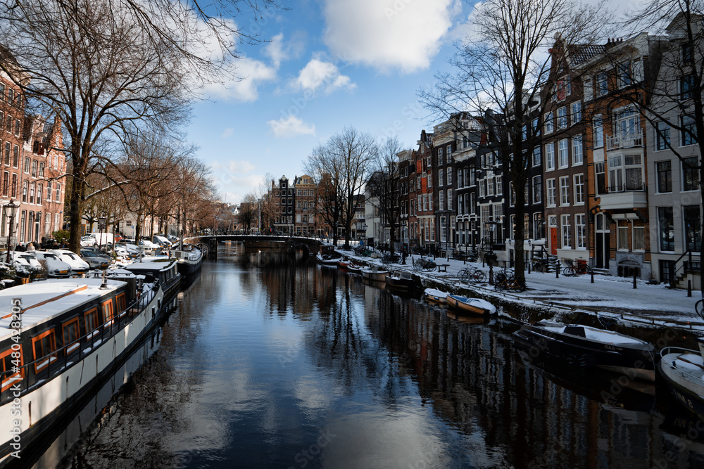 View over the Brouwersgracht Canal in the historic city center of Amsterdam