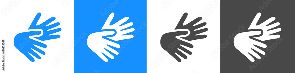 Set Icons Sign Language Deaf People Communicate Sample Set Icons Sign Language Deaf People Communicate Sample