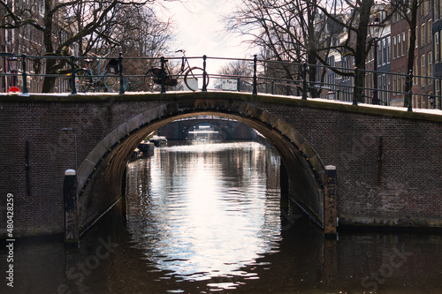 View over the Reguliersgracht Canal in the historic city center of Amsterdam