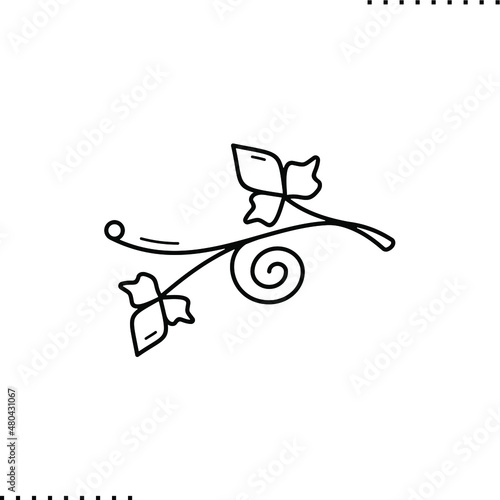 green ivy, wall plant, hanging creeper isolated vector illustration, wall climbing ivy in outline