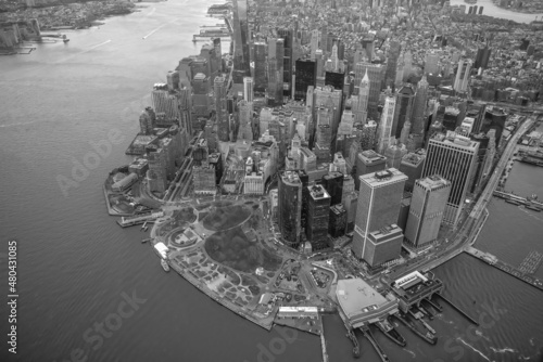 Aerial view of New York City skyline cityscape of Manhattan in USA