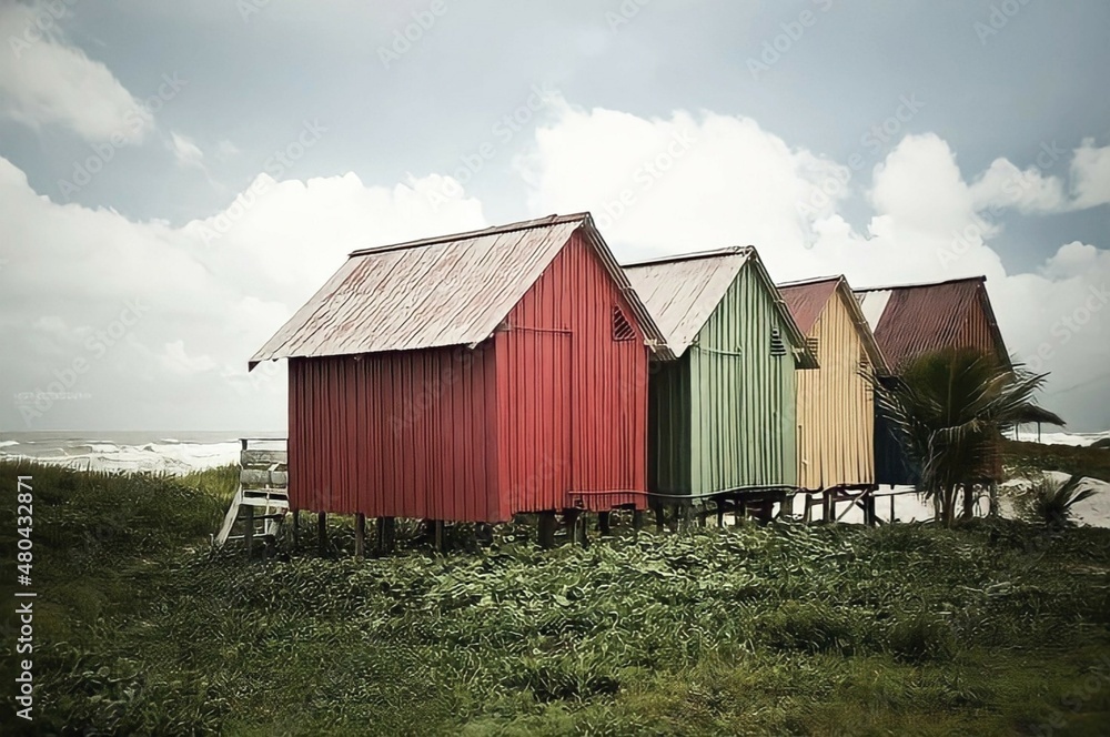 Obraz premium red barn in the field