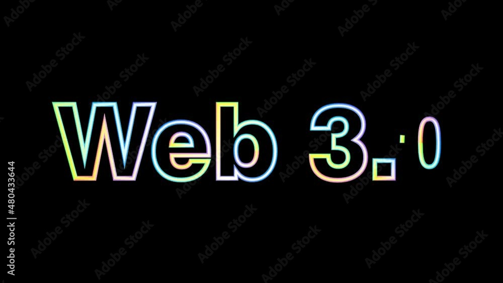 Web 3.0 text, neon effect. 3D animation Web 3.0 text, neon effect. 3D animation