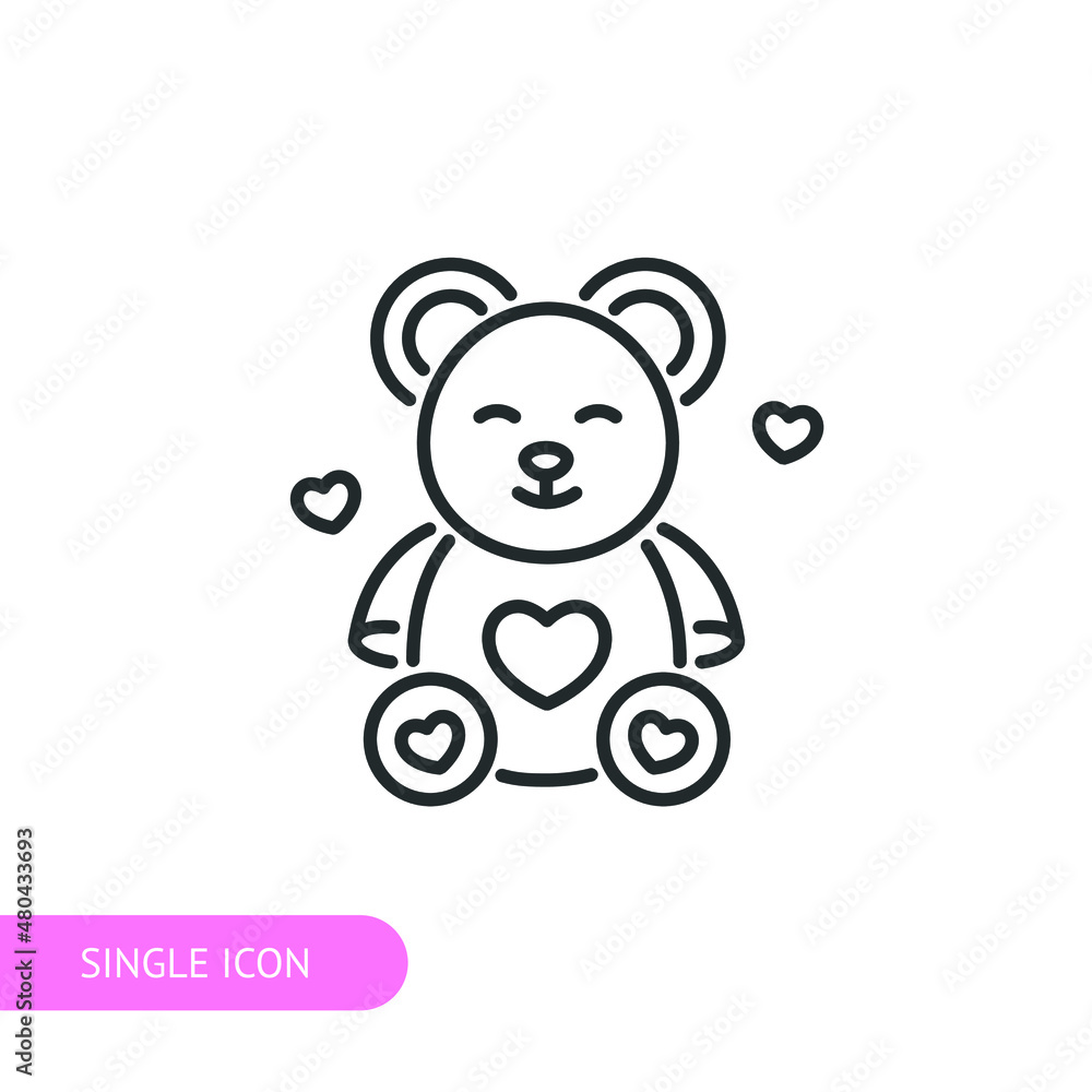 Obraz premium Teddy bear icon for web design, menu, app, poster, ads, postcard and magazine
