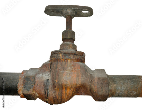 Canvas-taulu old rusty shut off cast iron valve on a white background