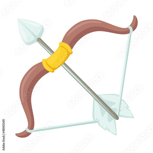 Arrow and Bow Sign Emoji Icon Illustration. Archery Vector Symbol Emoticon Design Clip Art Sign Comic Style.