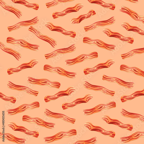 Seamless pattern of bacon food concept illustration template