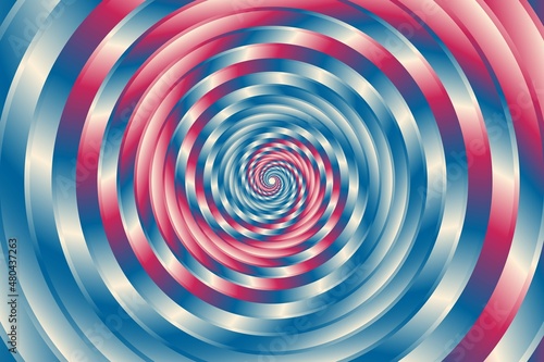 Abstract blue and pink steel surface Spiral Or Swirl 3d style Fibonacci spiral background. Vector illustration.