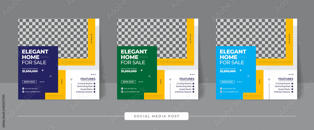 Modern Real Estate social media post, easily editable, colorful, and elegant design. real estate social media post web banner template