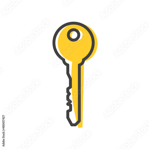 Key linear icon. House appartment rental or sale concept. The concept of privacy, security and protection. Vector illustration isolated on white background.