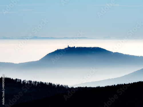 Vosges mountains and the Alps in the distance. France