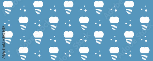 Simple pattern of dental implan. Flat illustration of teeth.